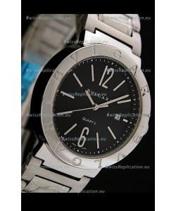 Bvlgari Diagono Japanese Replica Quartz Watch in Black Dial
