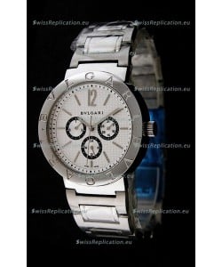 Bvlgari Diagono Japanese Replica Quartz Watch in White Dial