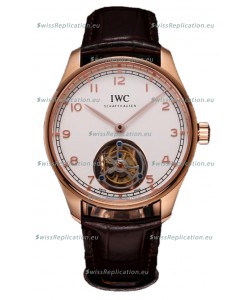 IWC Portugieser IW545801 Hand-Wound Genuine Tourbillon Rose Gold Swiss Replica Watch 