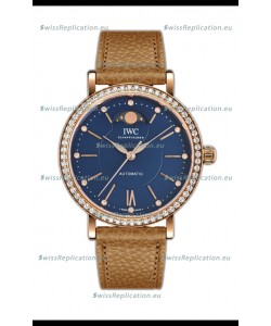 IWC Portofino IW6596 Automatic Moon Phase Rose Gold Casing Watch in Blue Dial 37MM